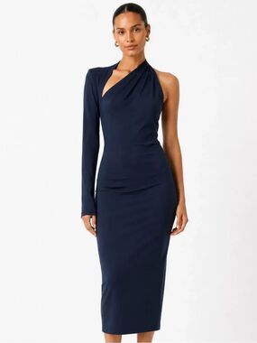 MARCELLAMODA NEW YORK Manhattan One-Shoulder Navy Bodycon Dress Size Medium